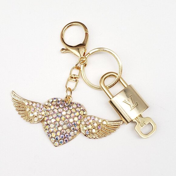 100% Auth Louis Vuitton Lock & Key with unbranded Bagcharm, Keycharm, Keychain - Picture 1 of 9